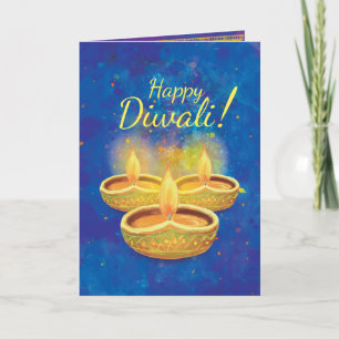 Happy Diwali illuminating candles greeting Card