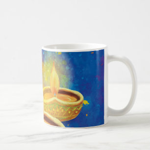 Happy Diwali illuminating candles hand painted Coffee Mug