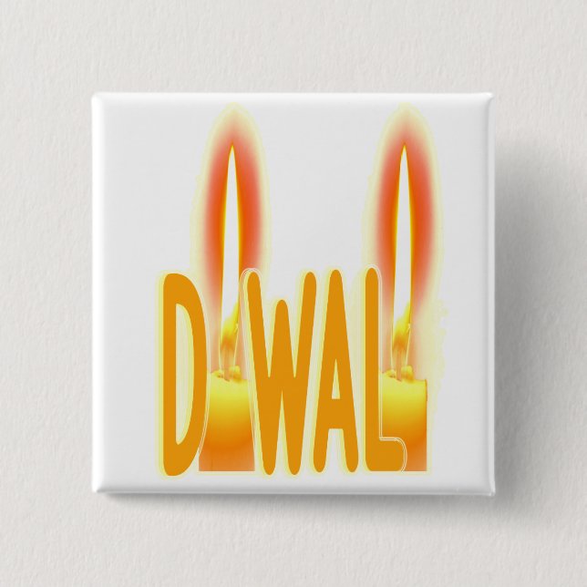 Happy Diwali Lights Candles Typography Candlelight Button (Front)
