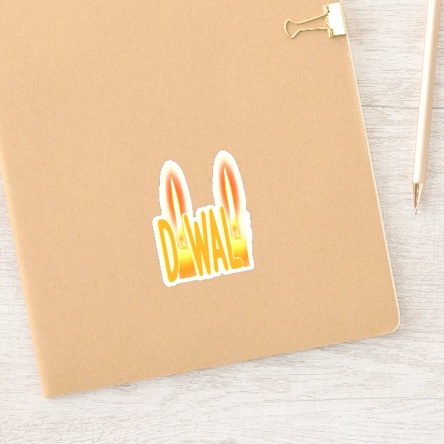 Happy Diwali Lights Candles Typography Candlelight Sticker (Notebook)