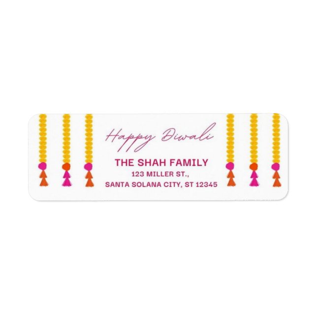 Happy Diwali Modern Return Address Label  (Front)