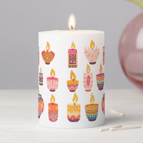  Happy Diwali Oil Lamp Set  Pillar Candle