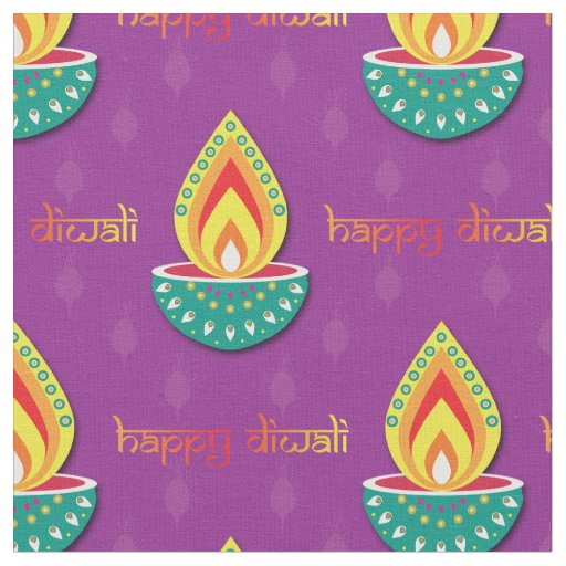 Happy Diwali on purple Fabric