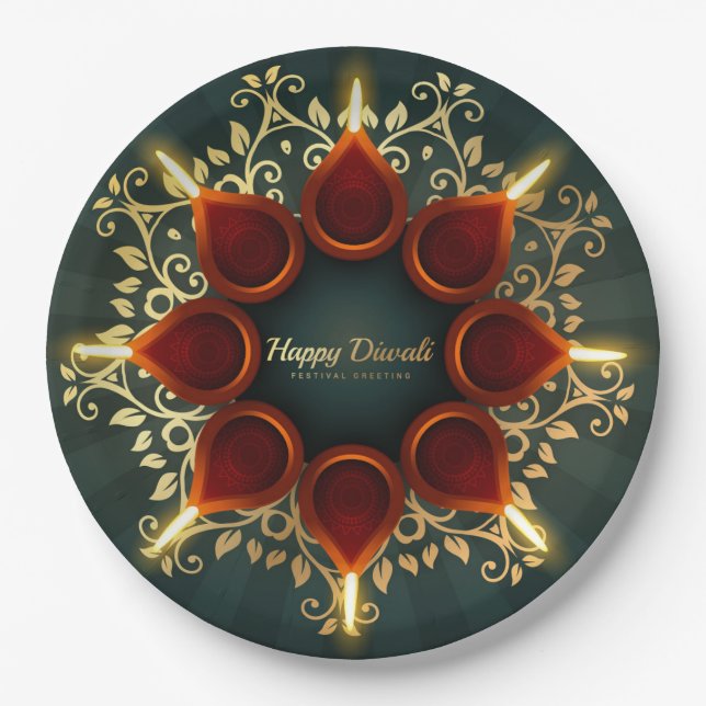 Happy Diwali  Paper Plate (Front)