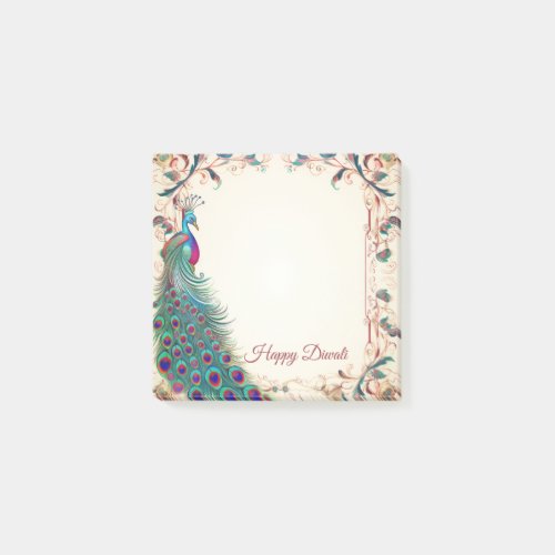 Happy Diwali Peacock Border Post_it Notes