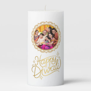 Happy Diwali Photo Pillar Candle