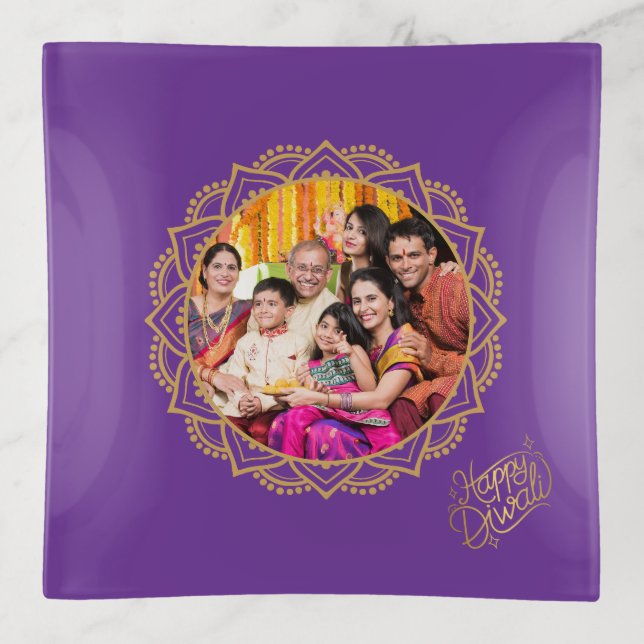 Happy Diwali Photo  Trinket Tray (Front)