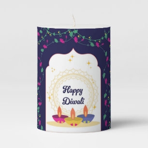 Happy Diwali Pillar Candle