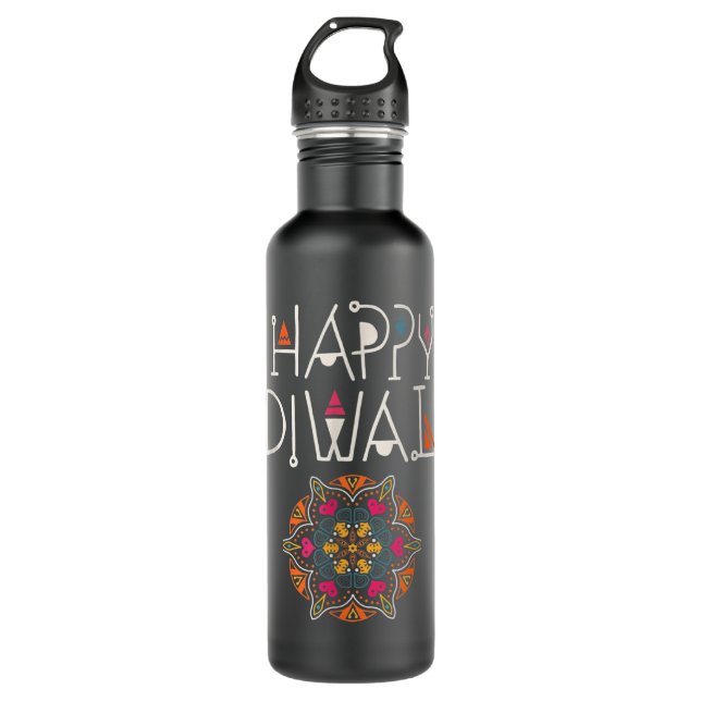 Happy Diwali Prosperity Deepavali Festival of Ligh Stainless Steel Water Bottle (Front)