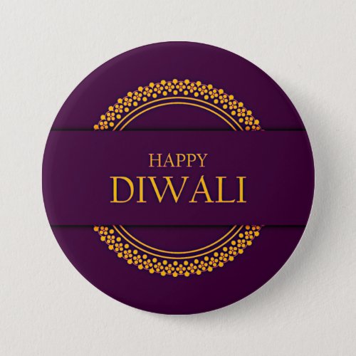 Happy Diwali Purple Gold Elegant Modern Button
