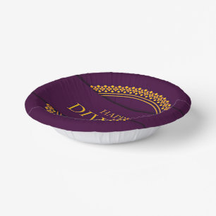 Happy Diwali Purple Gold Elegant Paper Bowls