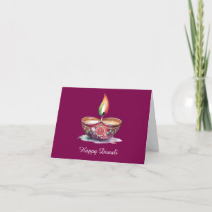 Happy Diwali Rangoli Diya Festival of Lights Wine Card