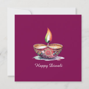 Happy Diwali Rangoli Diya Festival of Lights Wine Card