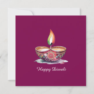 Happy Diwali Rangoli Diya Festival of Lights Wine Card