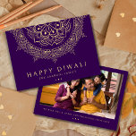 Happy Diwali Rangoli Pattern Purple Holiday Card
