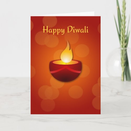 Happy Diwali Red Candle Holiday Card