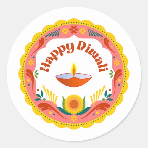 happy Diwali Round Stickers 