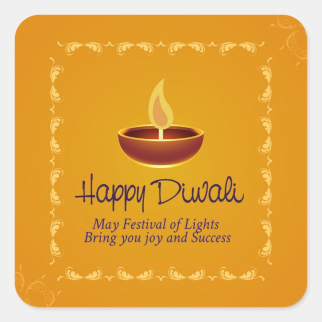 Happy Diwali Square Sticker (Front)