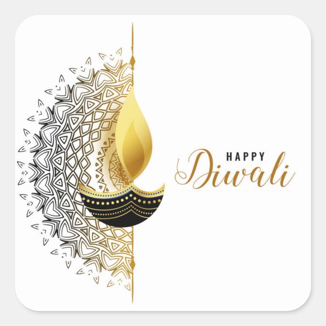 Happy Diwali Square Sticker (Front)