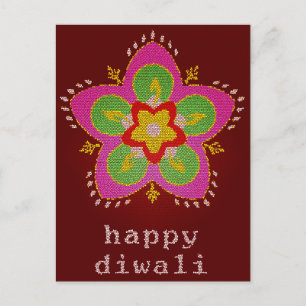 happy diwali stained glass rangoli postcard