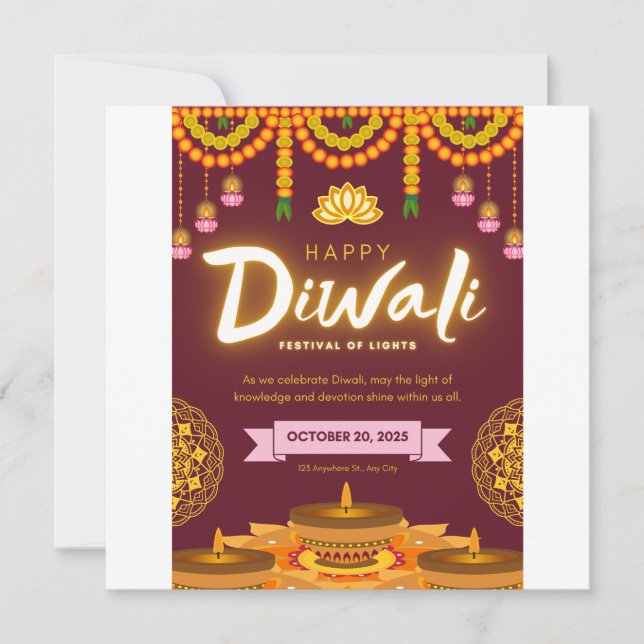 Happy Diwali the festival of light Invitation (Front)