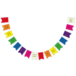Happy Diwali Typography Colorful Rainbow Bunting Flags