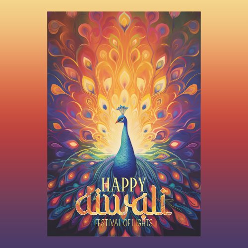 Happy Diwali Vibrant Peacock Festival of Lights  Wrapping Paper Sheets