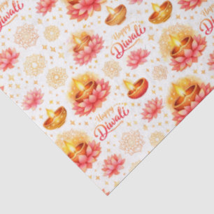 Happy Diwali — Watercolor Diya & Lotus Tissue Paper