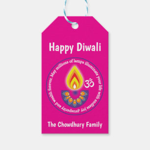 Happy Diwali, with custom texts, pink Gift Tags