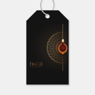 Happy Diwali with Diya and Rangoli Gift Tags
