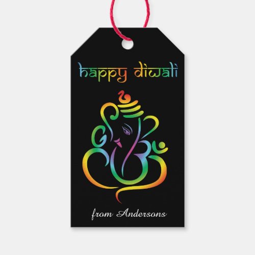 Happy Diwali with Ganesha custom text Gift Tags
