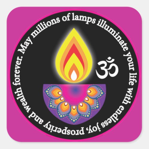 Happy Diwali with Hindu wish Square Sticker
