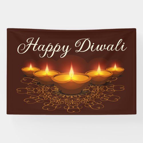 Happy Diwali with Rangoli and Diya Banner