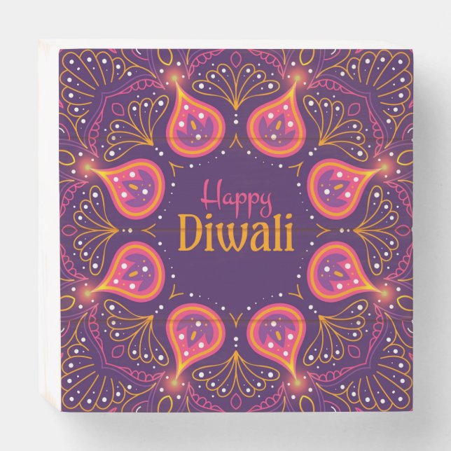 Happy Diwali  Wooden Box Sign (Front Horizontal)