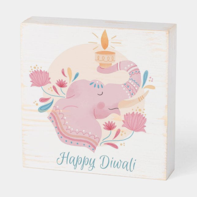 Happy Diwali  Wooden Box Sign (Angled Horizontal)