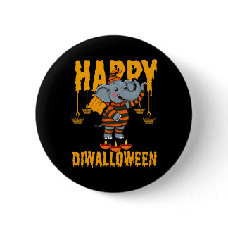 Happy Diwalihalloween Halloween Diwali  Button