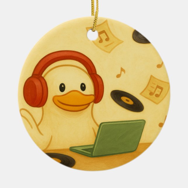Happy DJ Ceramic Ornament (Front)