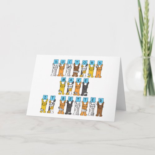 Happy Doctors Day Cartoon Cats in Bandages Card