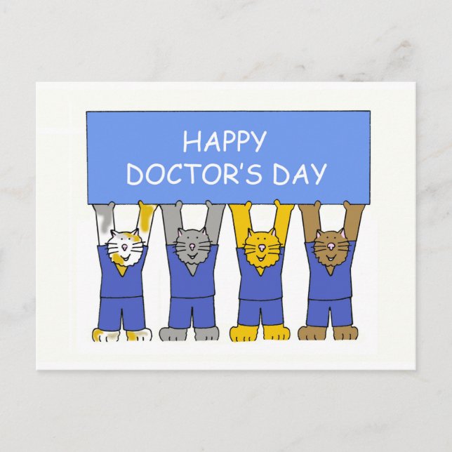 Happy Doctor's Day Cartoon Cats Postcard (Front)