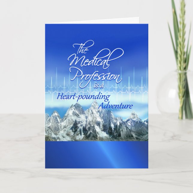 Happy Doctors' Day, Heartbeat and Mountains Card (Front)