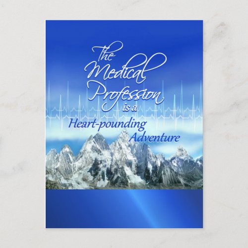 Happy Doctors Day Heartbeat and Mountains Postcard