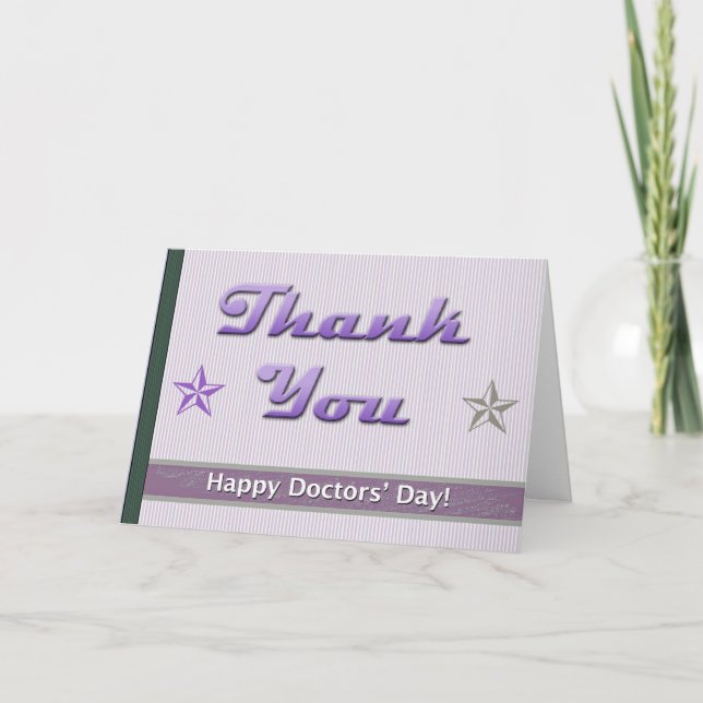 Happy Doctors' Day Purple Stripes and Stars Card (Front)