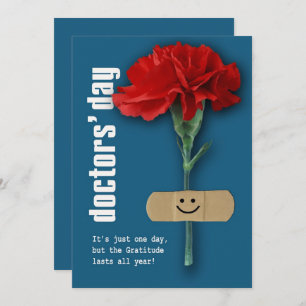 Happy Doctors' Day. Red Carnation Custom Card