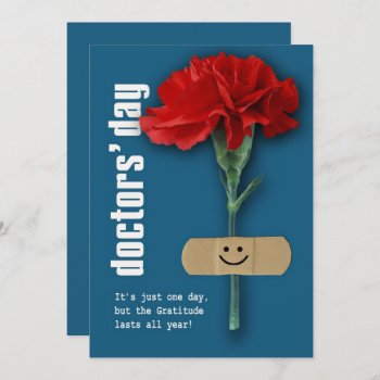 Happy Doctors' Day. Red Carnation Custom  Card by artofmairin at Zazzle