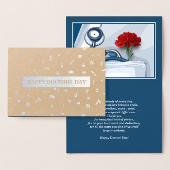 Happy Doctors' Day. Red Carnation Luxury Foil Card by artofmairin at Zazzle