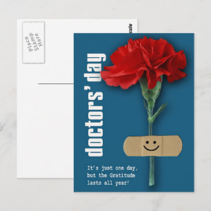 Happy Doctors' Day. Red Carnation   Postcard