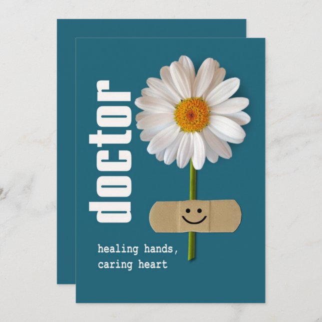 Happy Doctors' Day. Smiling Daisy Custom Flat Card (Front/Back)