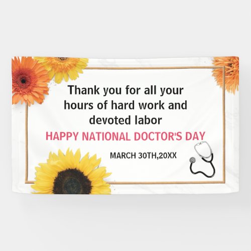 Happy Doctors Day Stethoscope  Sunflower Frame Banner