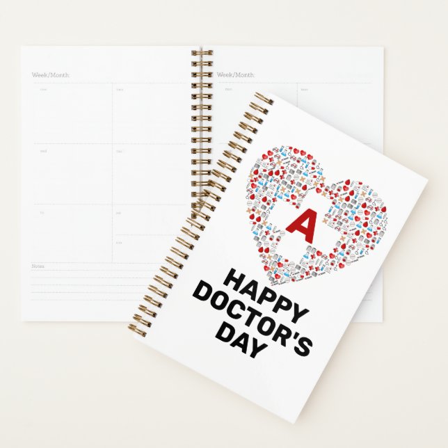 Happy doctors day with medical heart monogram planner (Display)