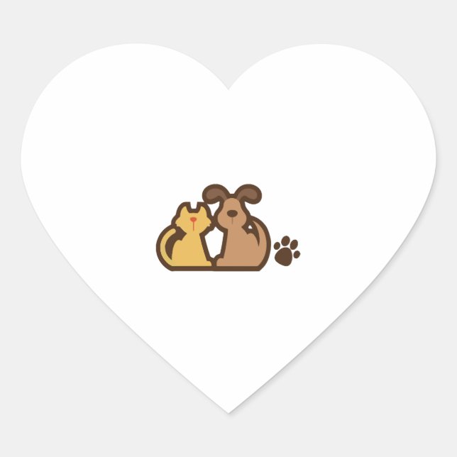 Happy Dog And Cat Heart Sticker (Front)
